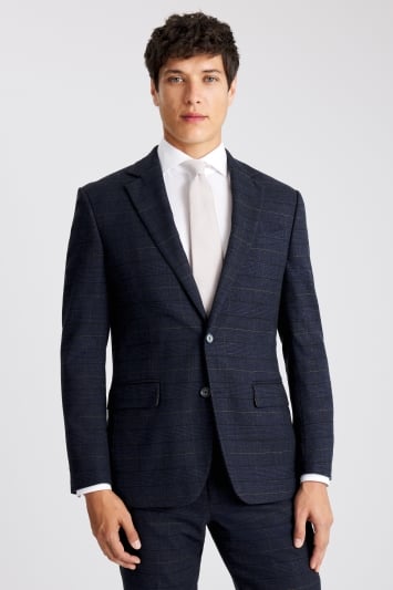 Moss Tailored Fit Navy Black Check Suit