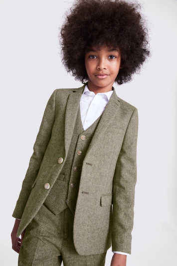 Moss London Sage Herringbone Suit