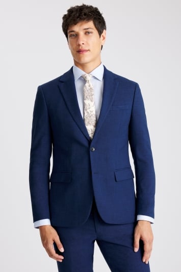 Moss Slim Fit Blue Slub Suit