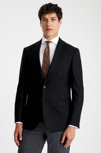 Tailored Fit Black Herringbone Suit