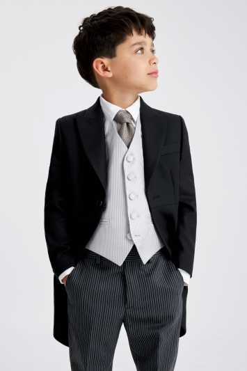 Boys Black Herringbone Morningwear Tails