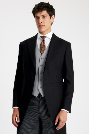 Tailored Fit Black Herringbone Tails