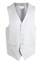 Regular Fit Silver Brocade Waistcoat