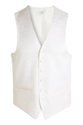 Regular Fit Ivory Brocade Waistcoat
