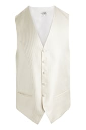Regular Fit White Satin Cord Waistcoat