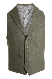 Slim Fit Sage Tweed Waistcoat