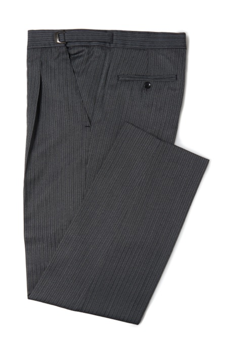grey trousers with black stripe