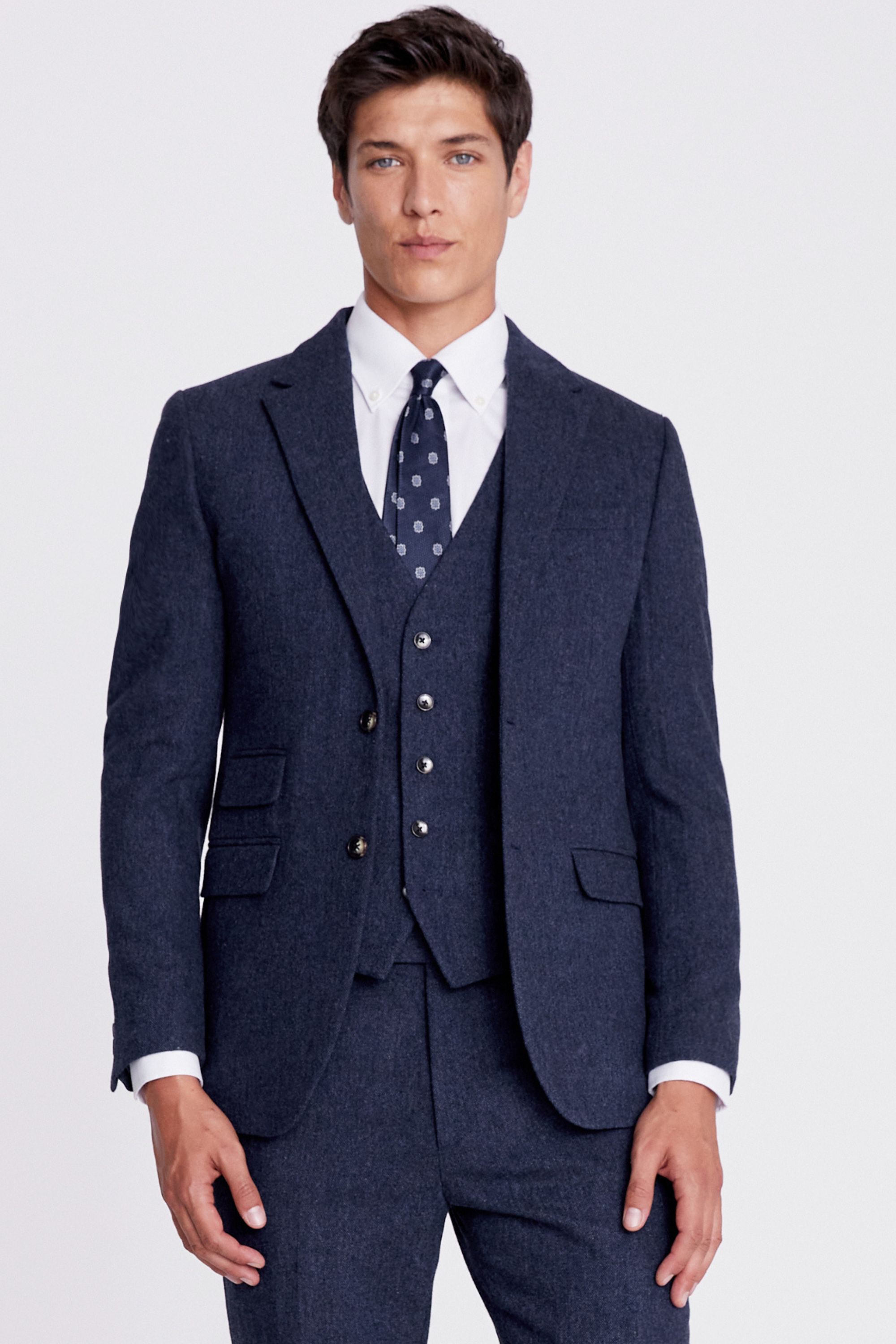 Moss London Blue Donegal Suit